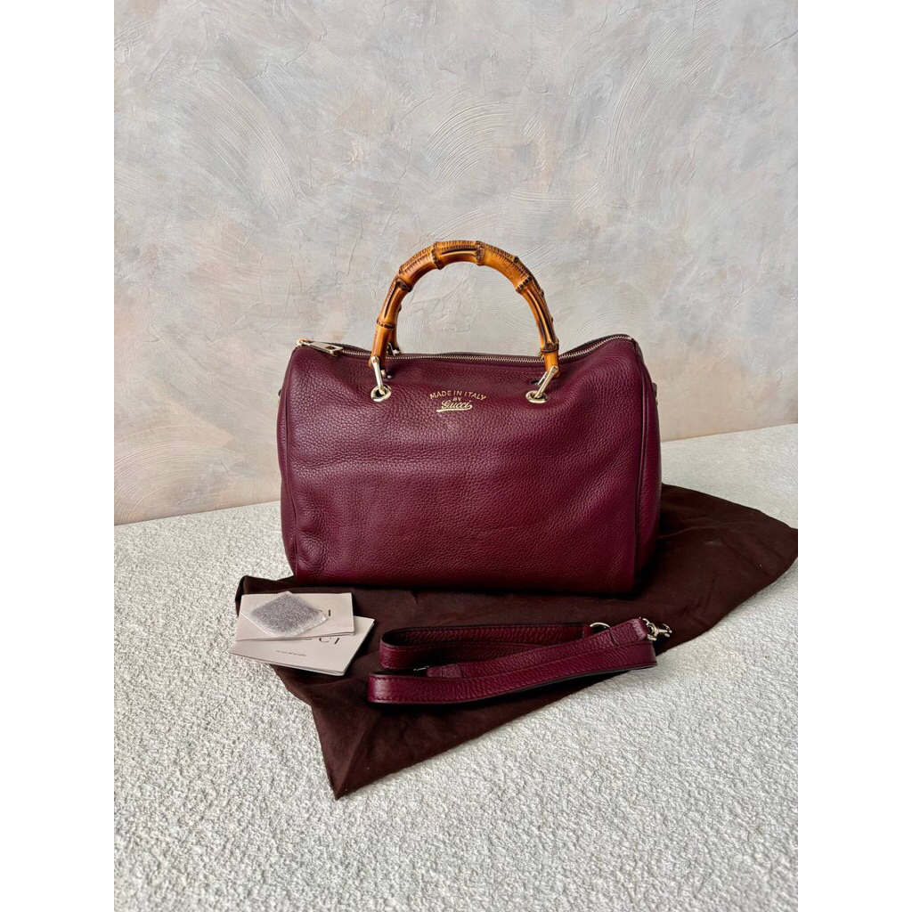 (PRELOVED) Gucci Bamboo Boston Burgundy