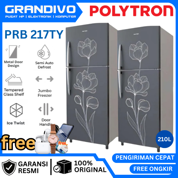 Kulkas Polytron 2 Pintu 165 Liter PRB 217TY 217LB 217PR PRB 217 TY Garansi Resmi Polytron - Grandivo