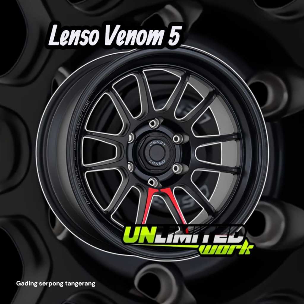 VELG RACING LENSO VENOM5 R18 H6X139 PAJERO HILUX BLACK LIS RED