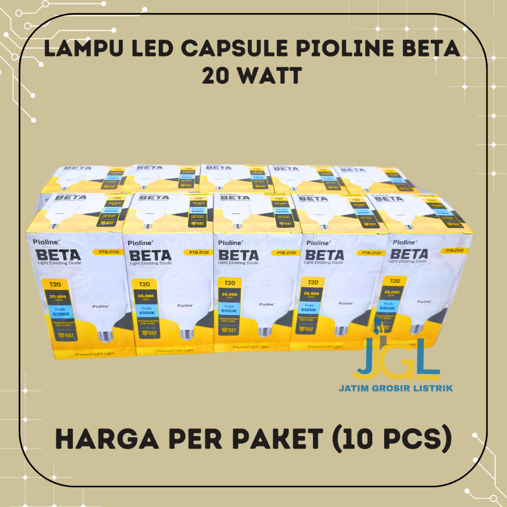 10 Pcs Lampu LED Pioline BETA T20 LED Pioline 20 Watt