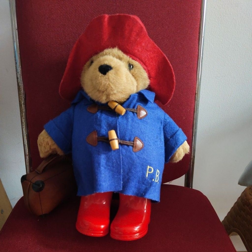 boneka teddy Paddington kostum sepatu boot bawa koper ori