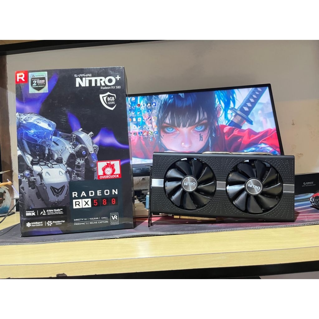 VGA CARD SAPPHIRE NITRO+ RX 580 8GB GDDR5 FULSET LIKE NEW