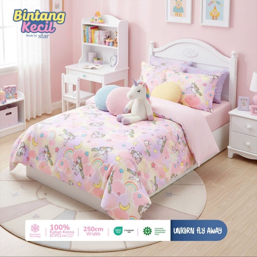 Bahan Kain Sprei Star - Unicorn Fly Away