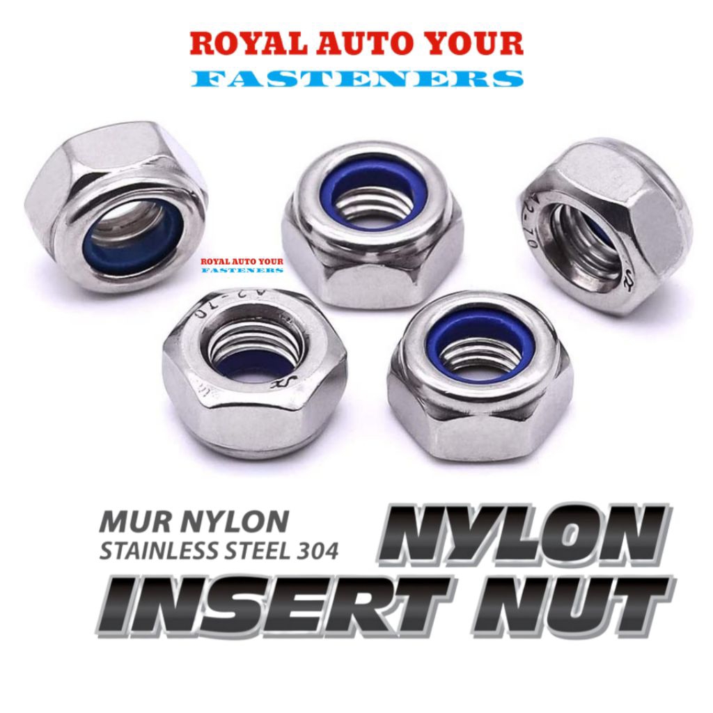 Lock Nut Stainless M3 Mur Nylon SS304 / Nylon insert Nut Stainless 3mm