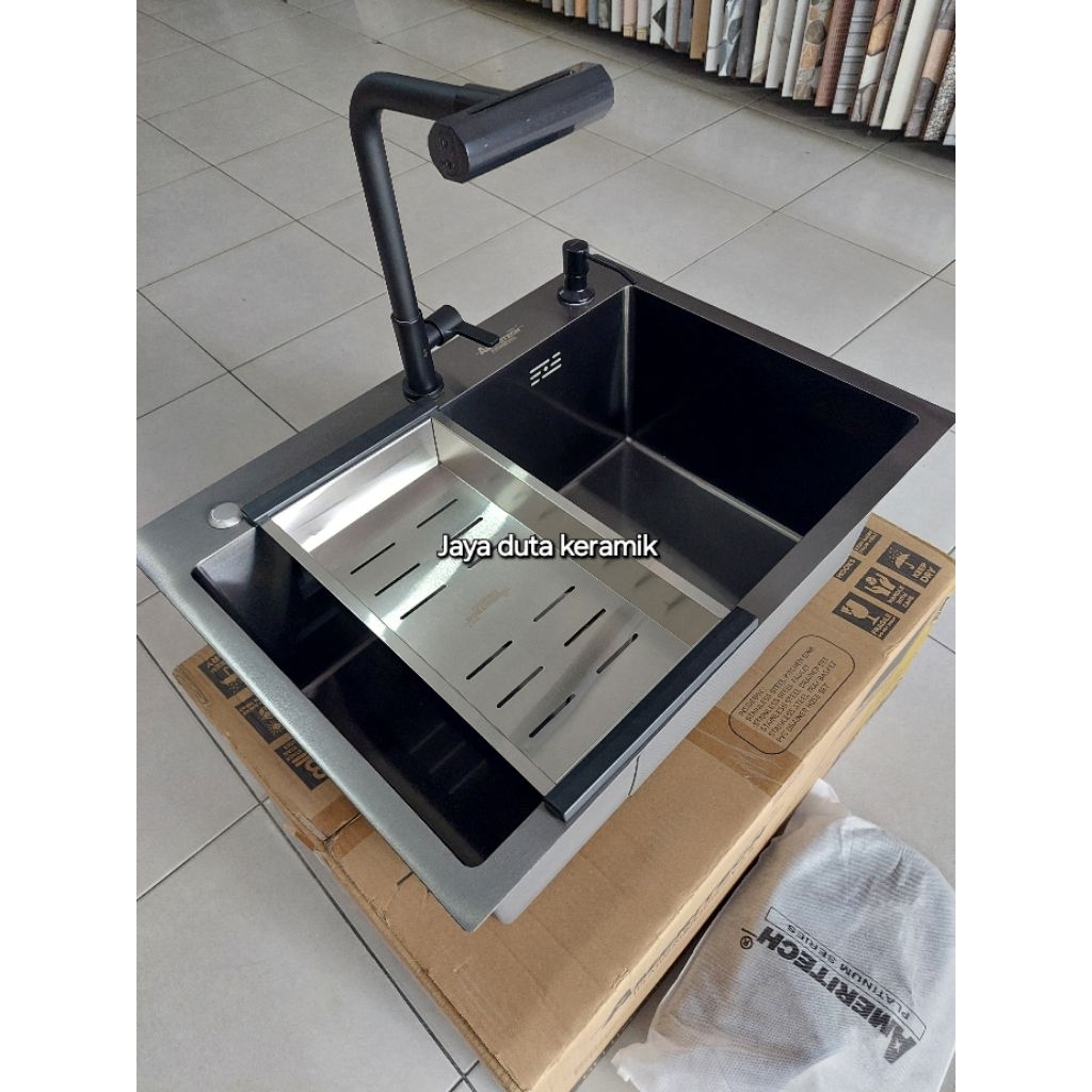 kitchen sink black 1 lubang / bak cuci piring 1 lubang /wastafel cuci piring