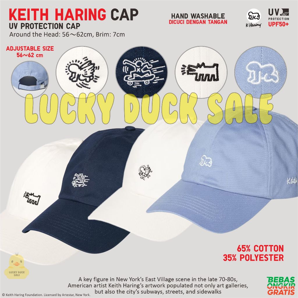 UNIQLO Cap Keith Haring UV Protection Topi Pop Art Modern Radiant Baby Iconic