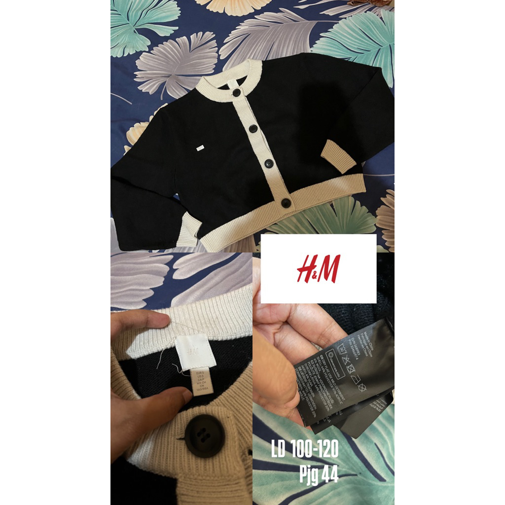 Cardigan H&M Hitam list putih