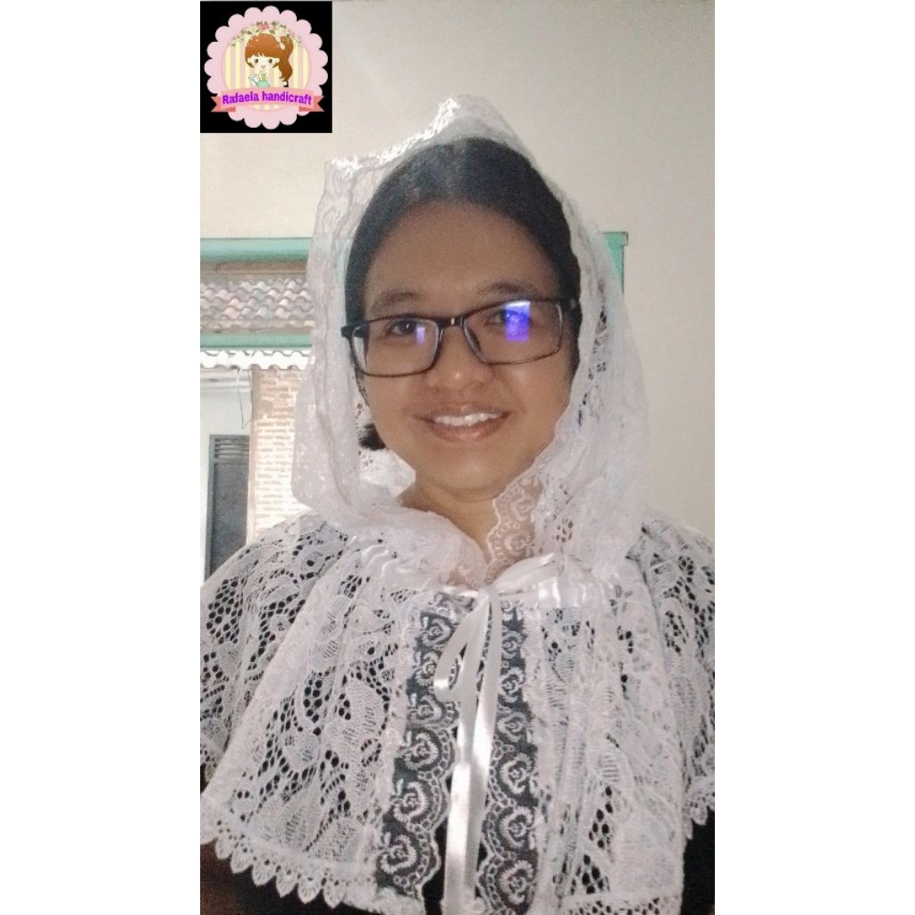 Mantilla serut brokat/Mantilla Hoodie/Kerudung misa/Kerudung brokat/Mantila