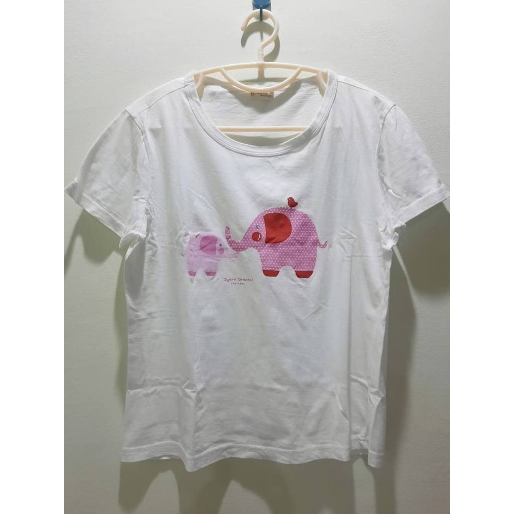 Kaos putih gajah kaos bahan adem kaos santai kaos lucu casual outfit kaos pl