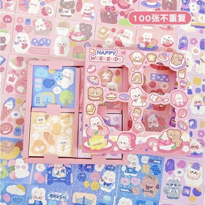 Payu | Sticker Box Isi 100Lembar Sticker Hologram Lucu