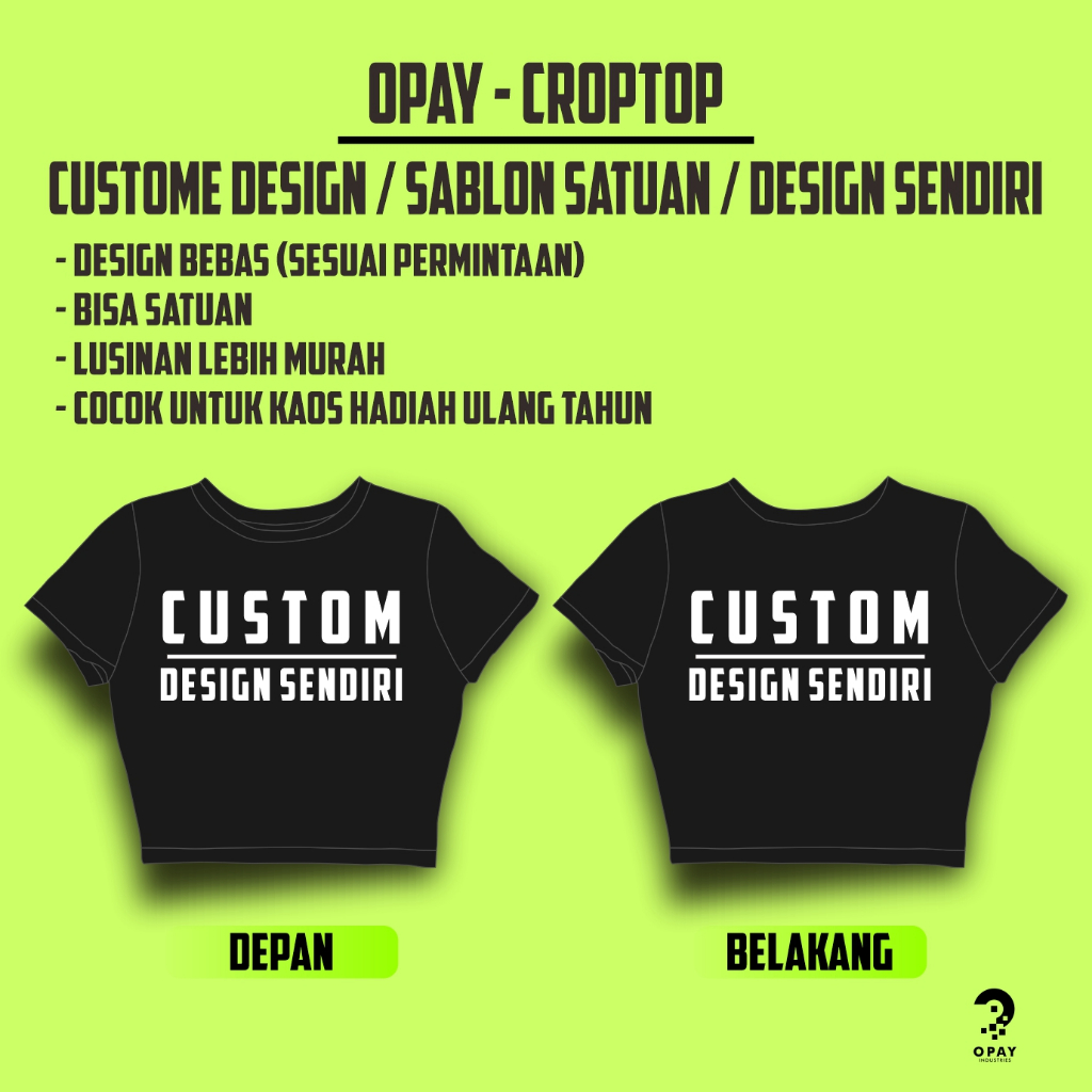 Opay - Custom Sablon Satuan DTF | Custom Sablon Kaos Ulang Tahun | Hadiah Ulang Tahun  | Sablon tuli