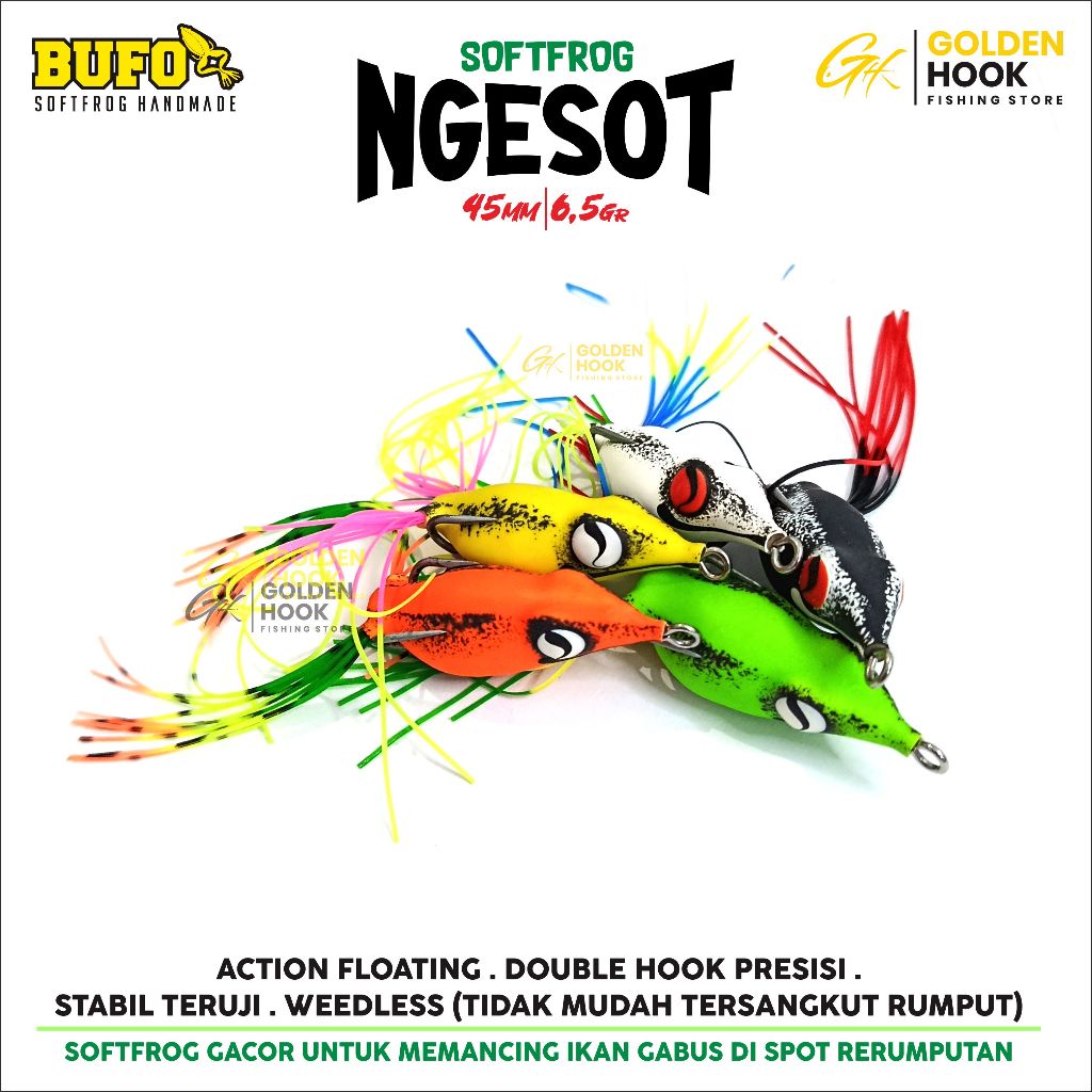 Ngesot 4,5cm BUFO SOFTFROG | LURE MANCING CASTING GABUS | UMPAN MANCING HARUAN SEMAK SEMAK