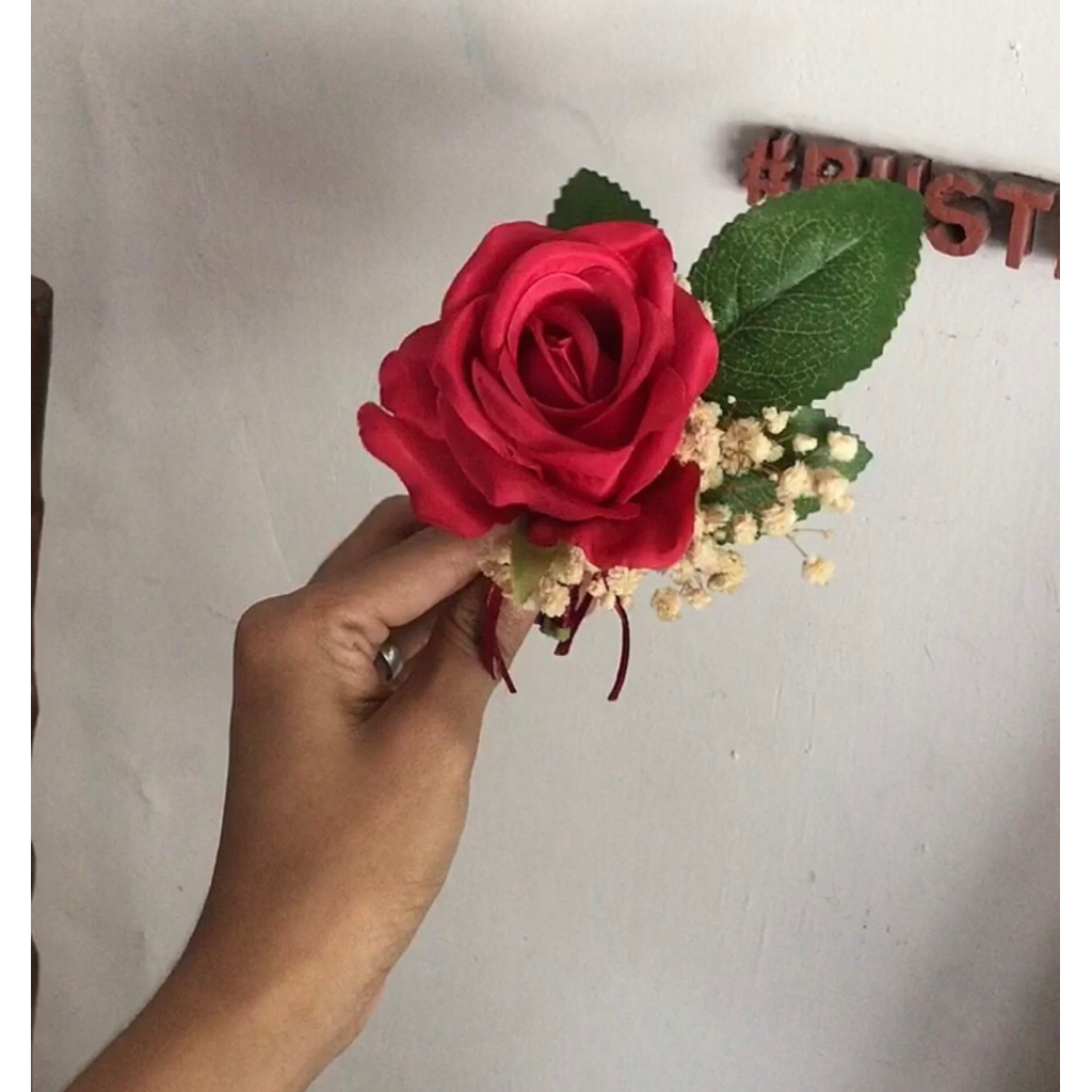 CORSAGE ARTIFICIAL ROSE | pin jas bunga pengantin | corsage bunga mawar palsu  groom corsage | famil