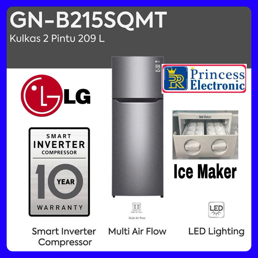 Lemari es LG Smart inverter 2 pintu GN-B215SQMT