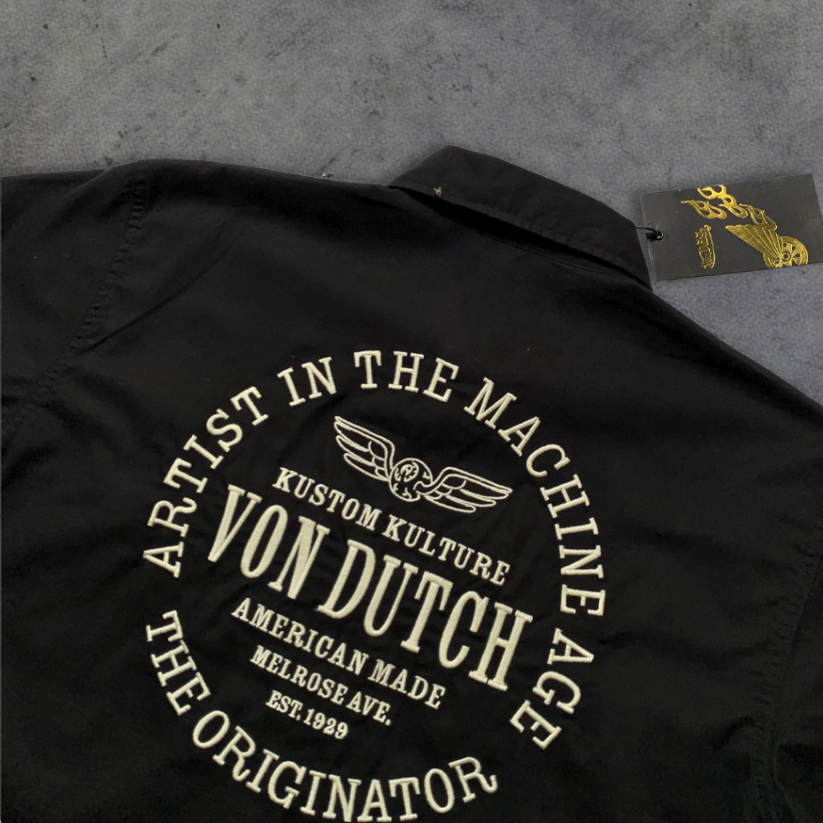 WORK SHIRT VON DUTCH FULL BORDIR BLACK ORIGINAL STORE 100%