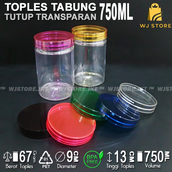 TOPLES TABUNG TRANSPARAN 750ML / TOPLES 750ML