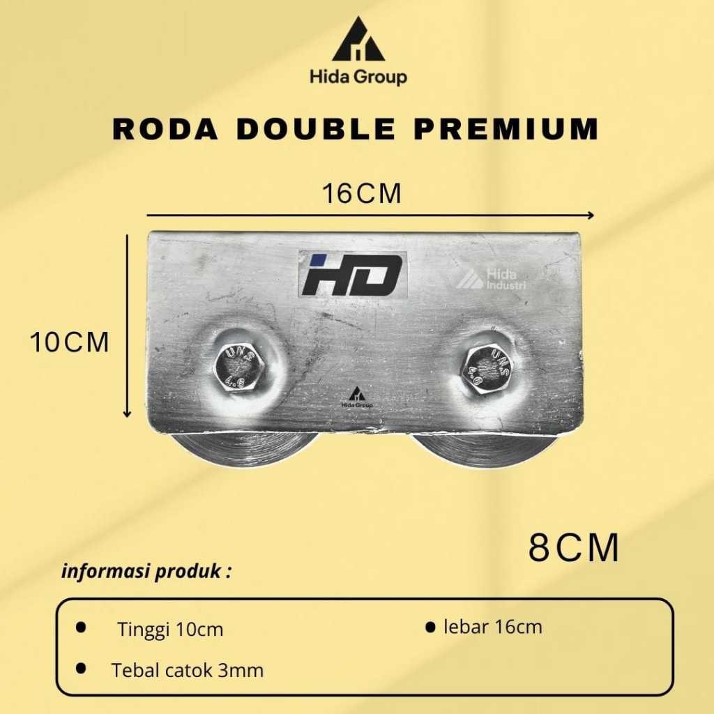 Roda Pagar Besi Super Ganda Dobel // Ukuran 6.cm 7.cm dan 8.cm // Roda Ganda// Roda Besi Dobel