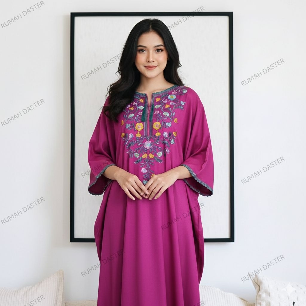 DASTER BORDIR MOTIF DAISY TANGAN PANJANG 7/8 ATAU 3/4 BAHAN TWILL