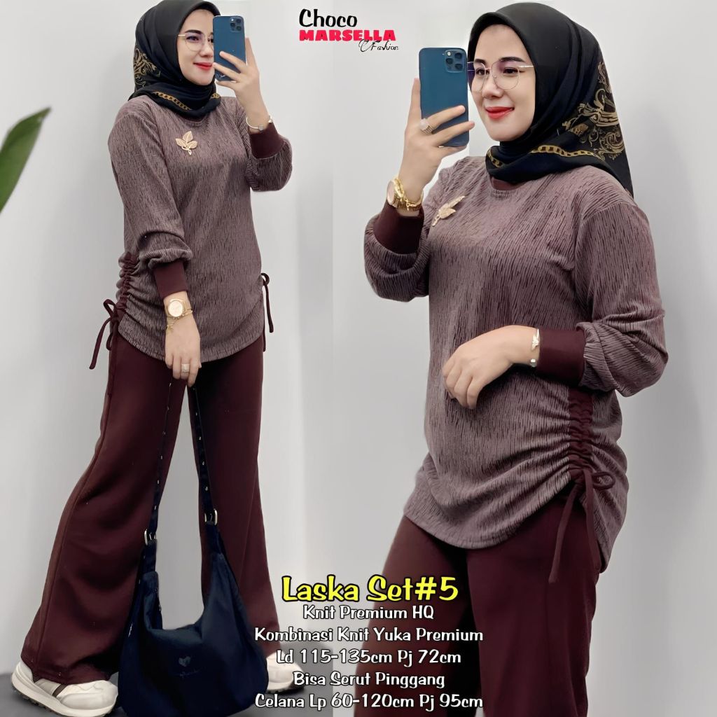LASKA SET#5 BY MARSELLA KNIT PREMIUM HQ KOMBINASI KNIT YUKA PREMIUM LD115-135 PJ72 BISA SERUT PINGGA