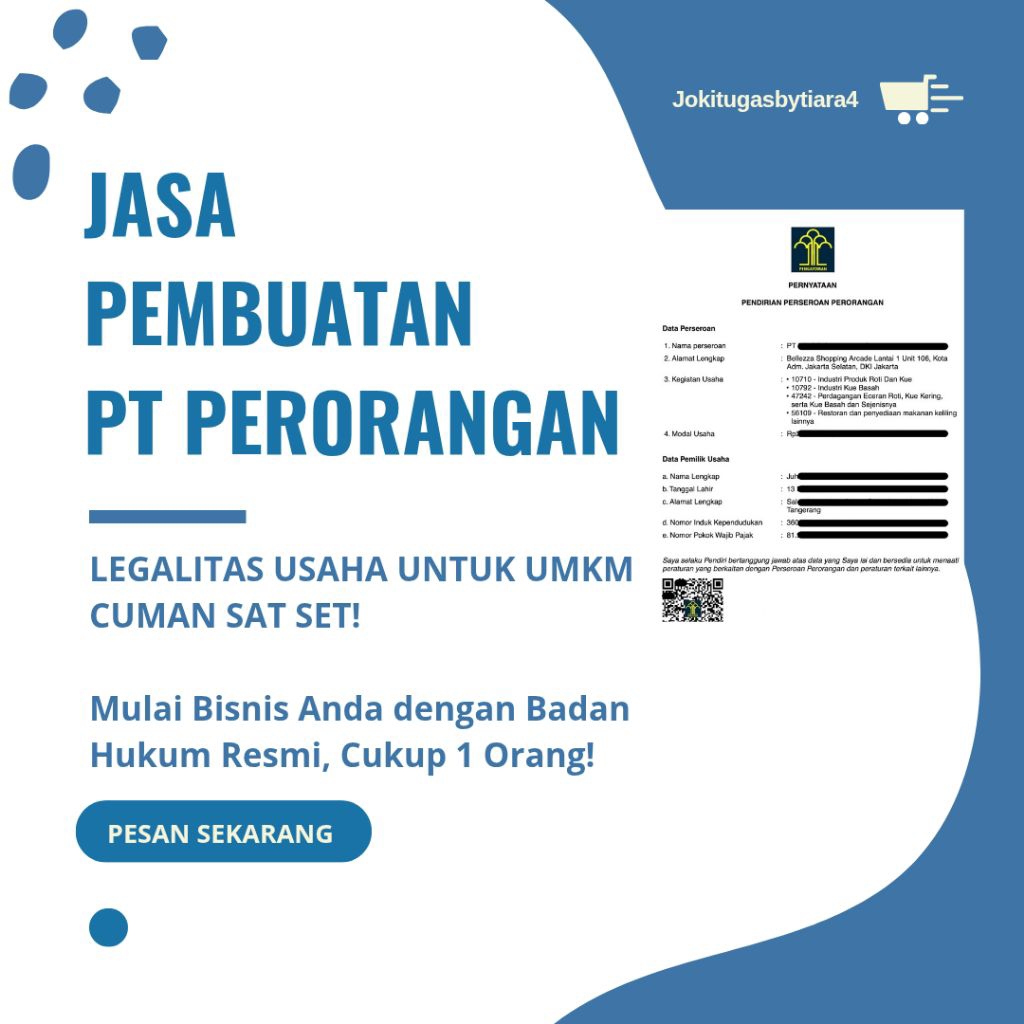 Jasa Pembuatan PT Perorangan Cepat - sat set - amanah