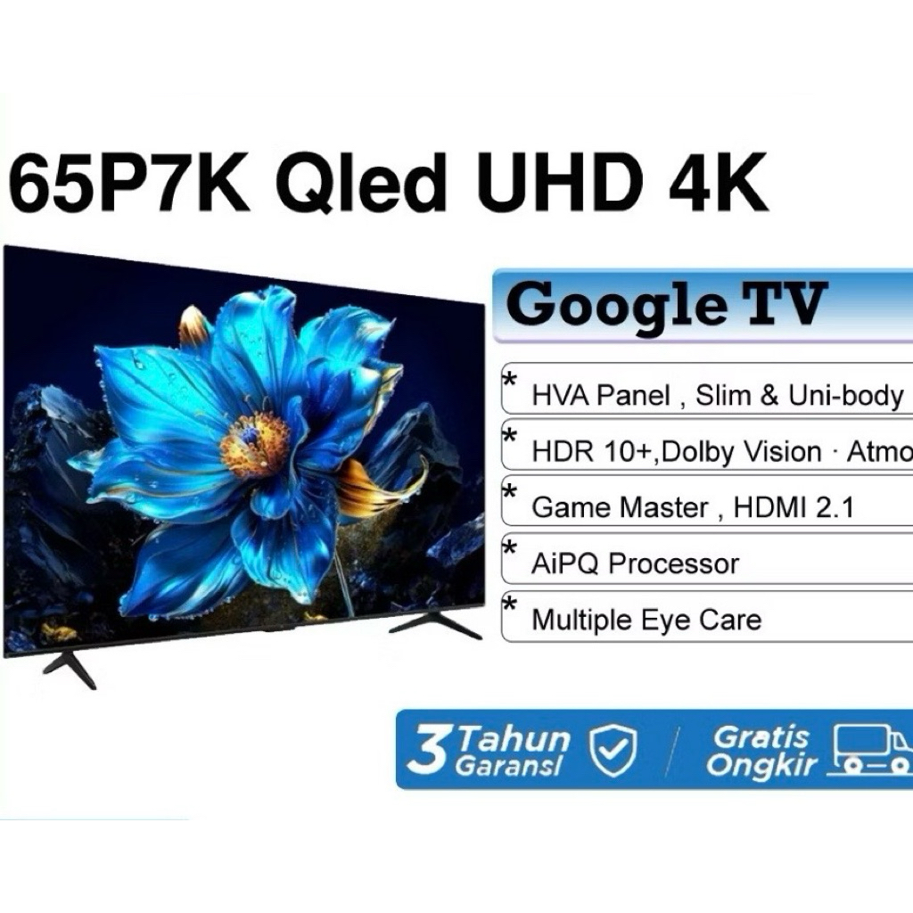 TV TCL 65inch 65P7K QLED UHD 4K Google TV  Dolby Vision Atmos