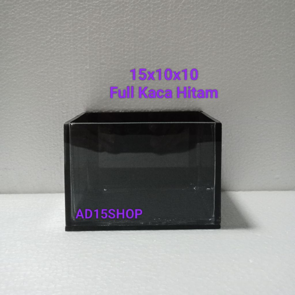 soliter kaca hitam 15x10x10 cm//aquarium kaca hitam soliter mini soliter cupang//akuarium mini kaca 