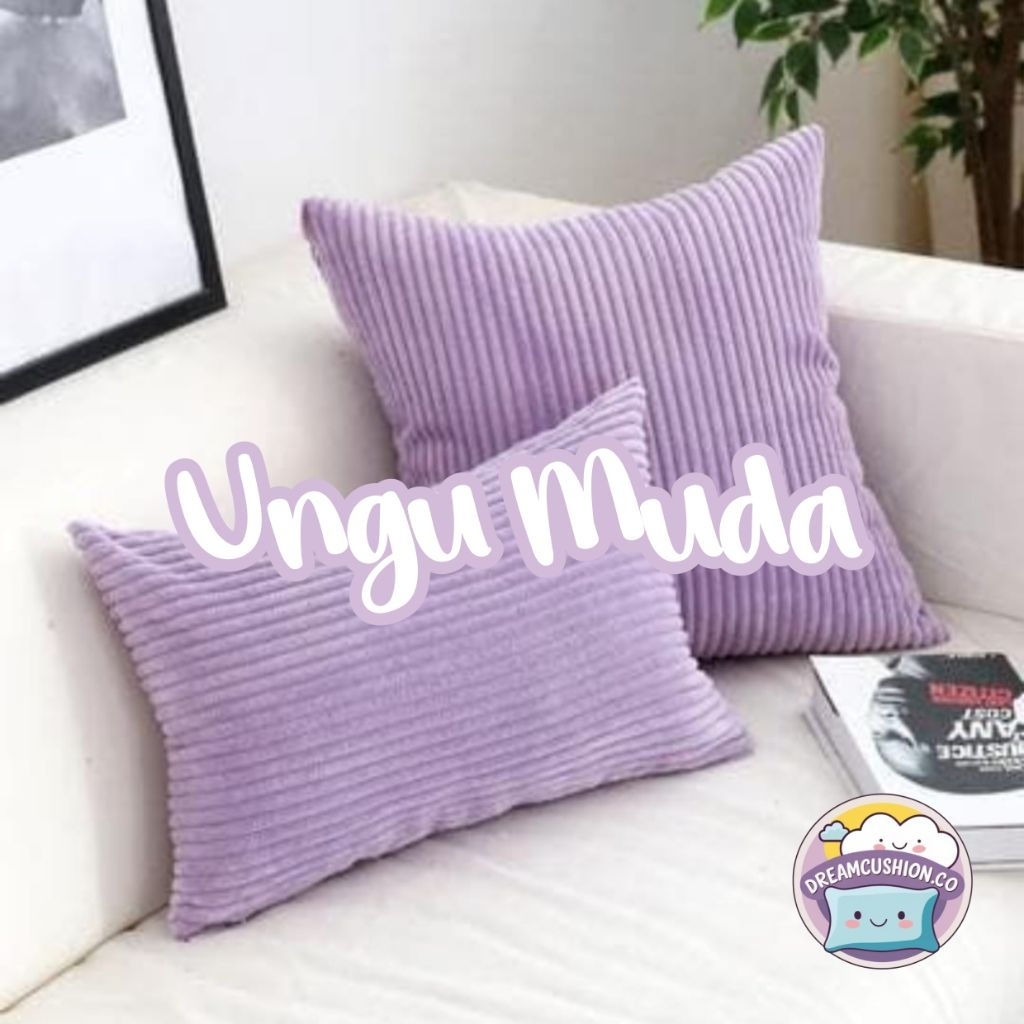 Sarung Bantal Sofa Bahan Corduroy Bludru Edisi Warna "Ungu Muda" Ukuran 30cm x 30cm 35cm x 35cm 40cm