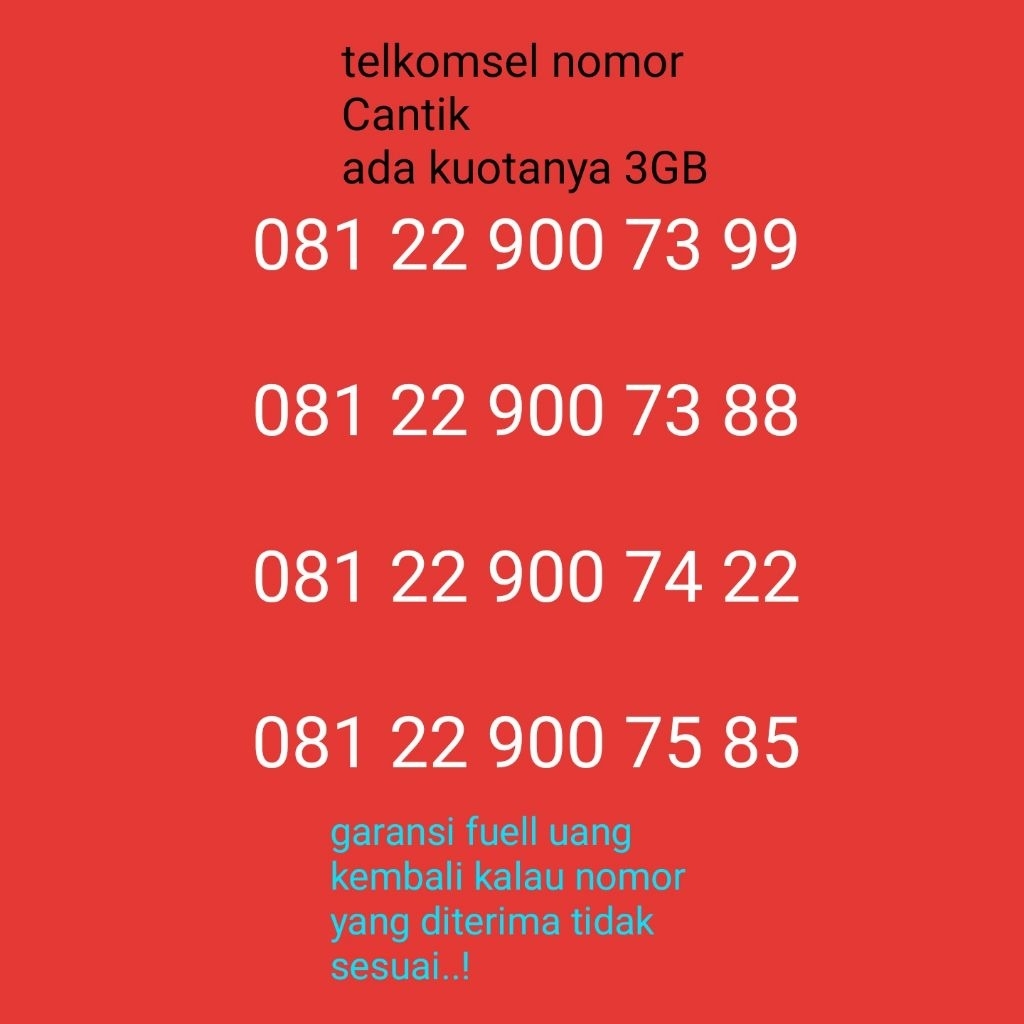 telkomsel 081 nomor Cantik kuotanya 3GB murah