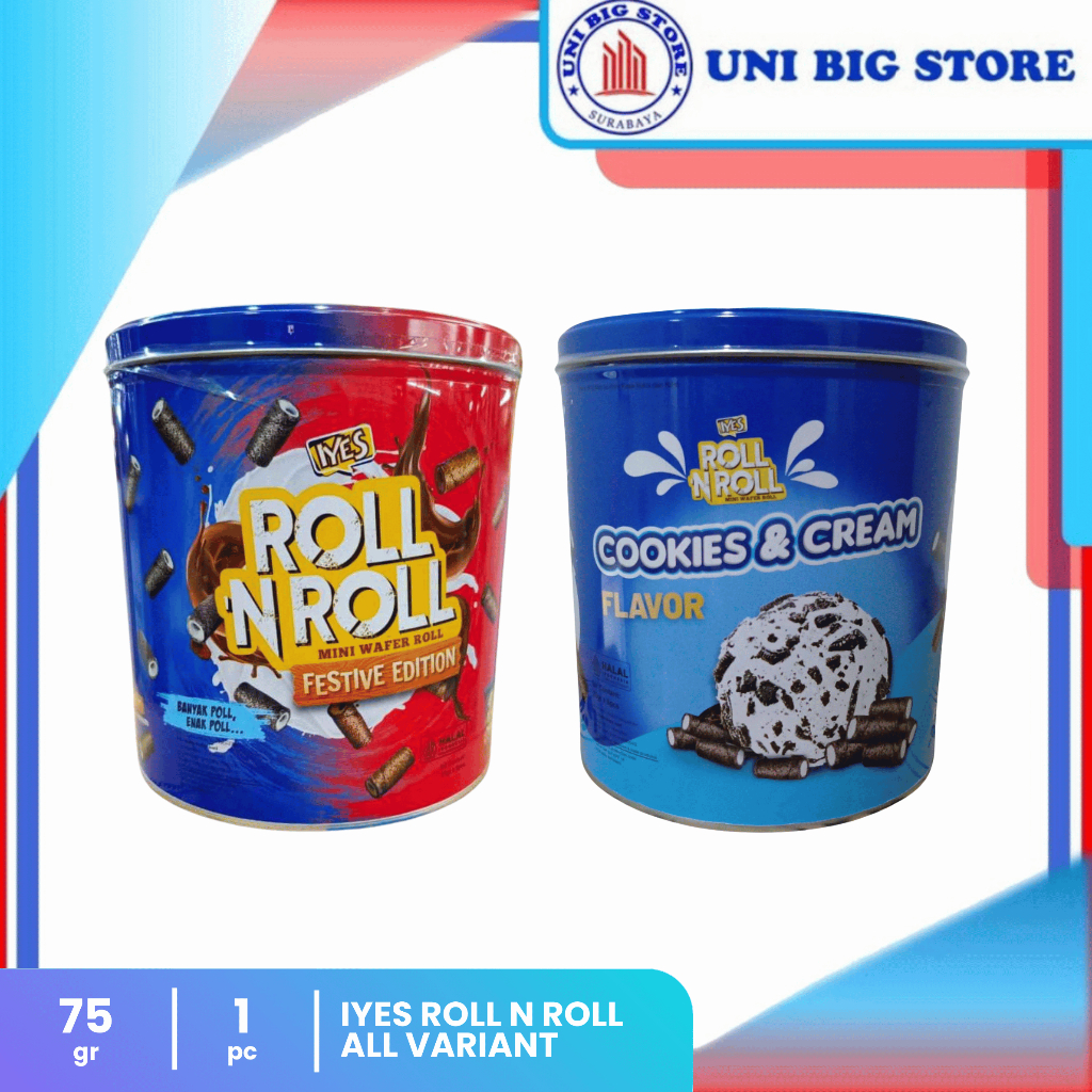 Iyes Roll n Roll Festive Chocolate & Cookies Cookies & Cream Kaleng