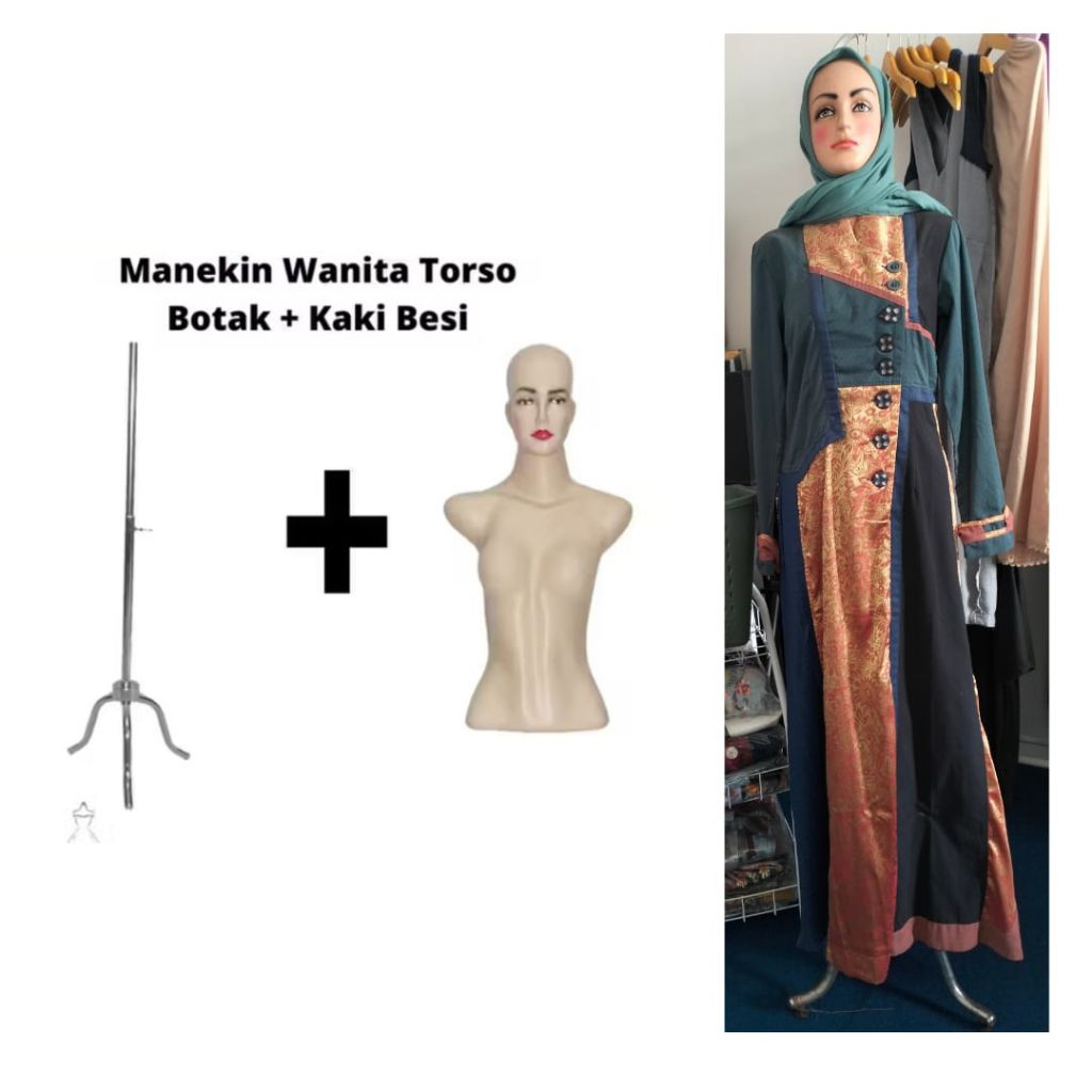 Manekin Dewasa setengah badan + tiang besi second