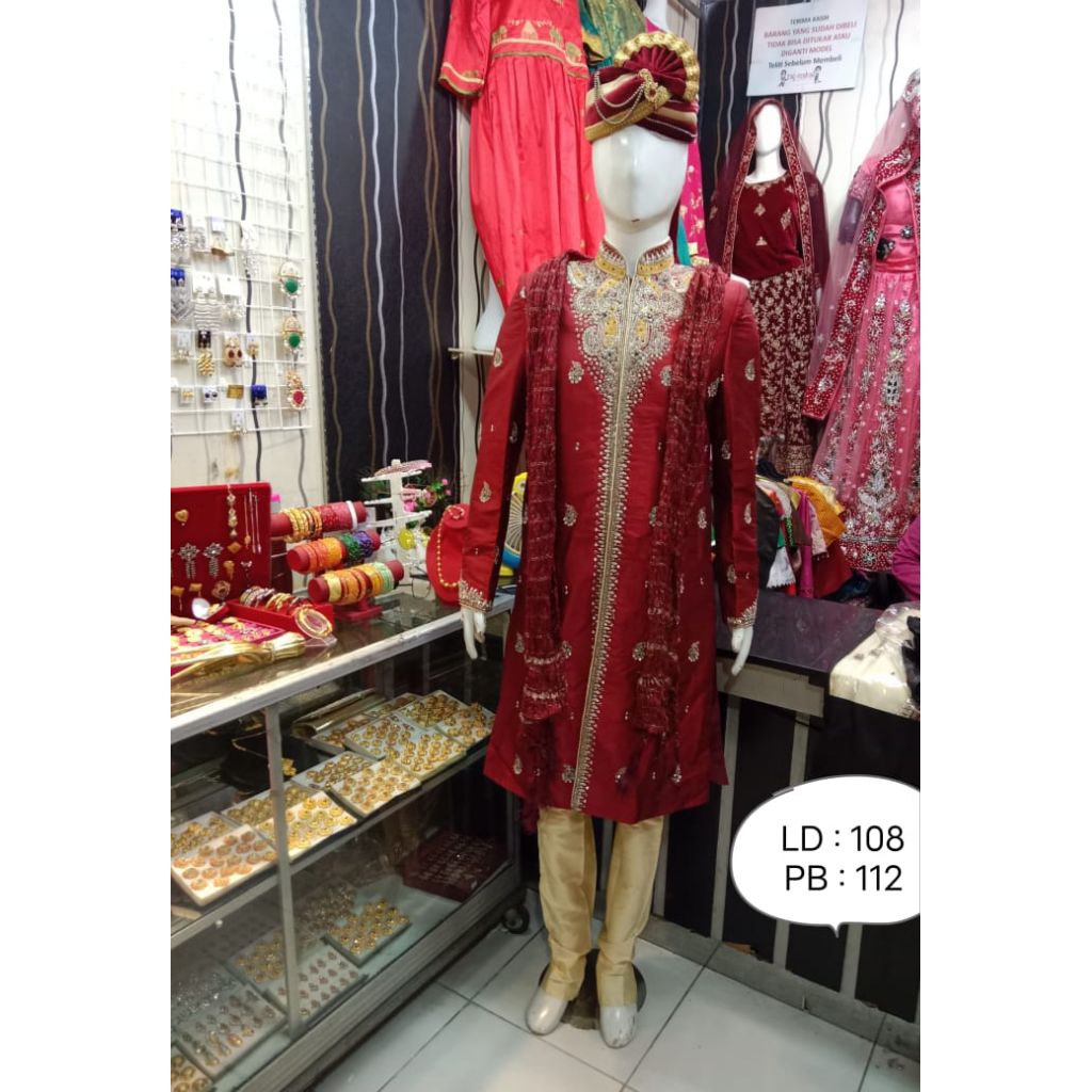 KURTA BAJU INDIA PRIA MERAH