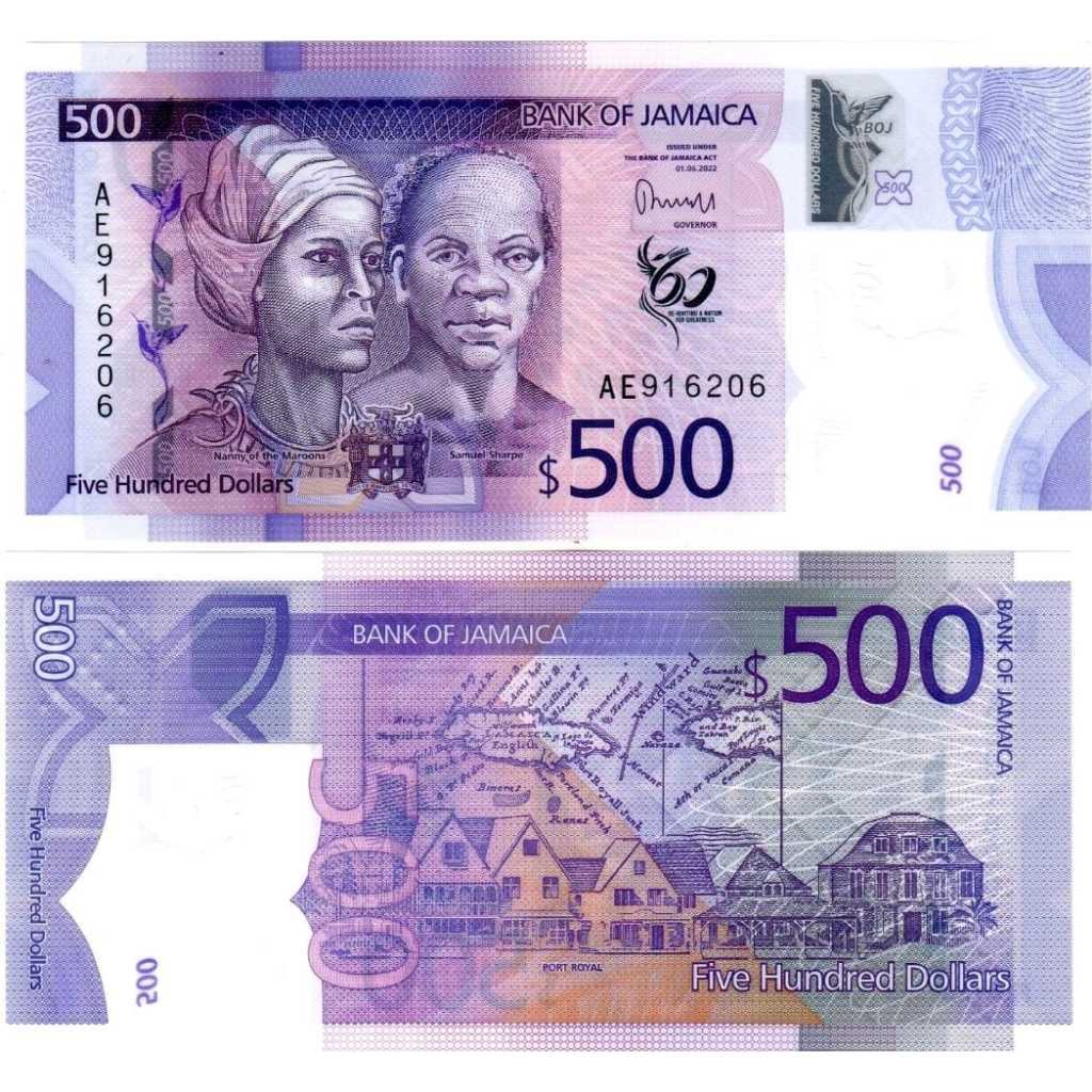 Jamaica 500 Dollar Xo23 UNC-Original-Gress __polymer__