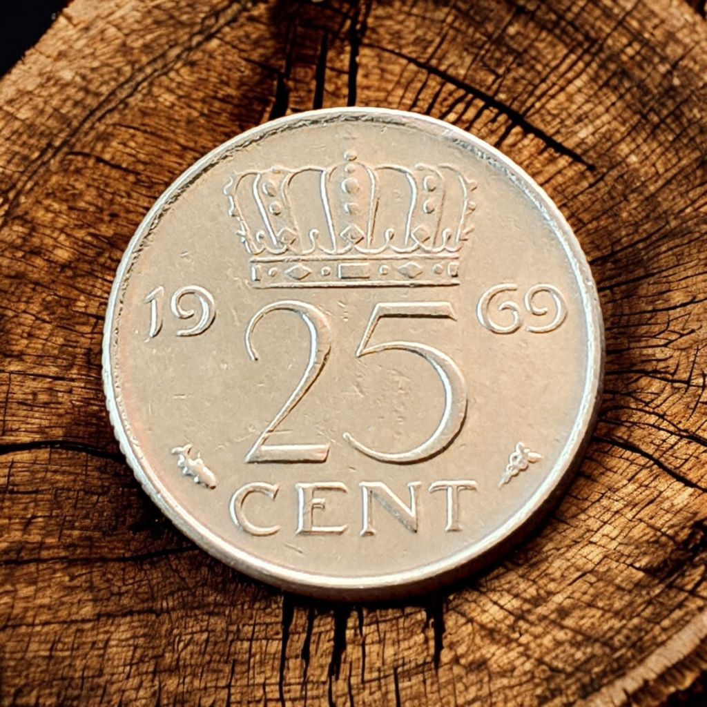 Koin asing Belanda 25 cent Juliana 1969