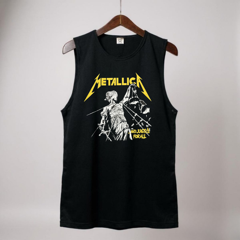 Singlet pria Katun Premium santai gym Guano kaos lekbong tanpa lengan baju band Metallica tanktop