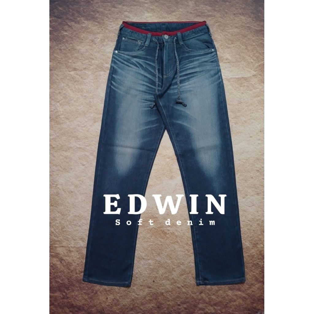 Jeans pria keren EDWIN soft denim lembut ngaret bekas pakai