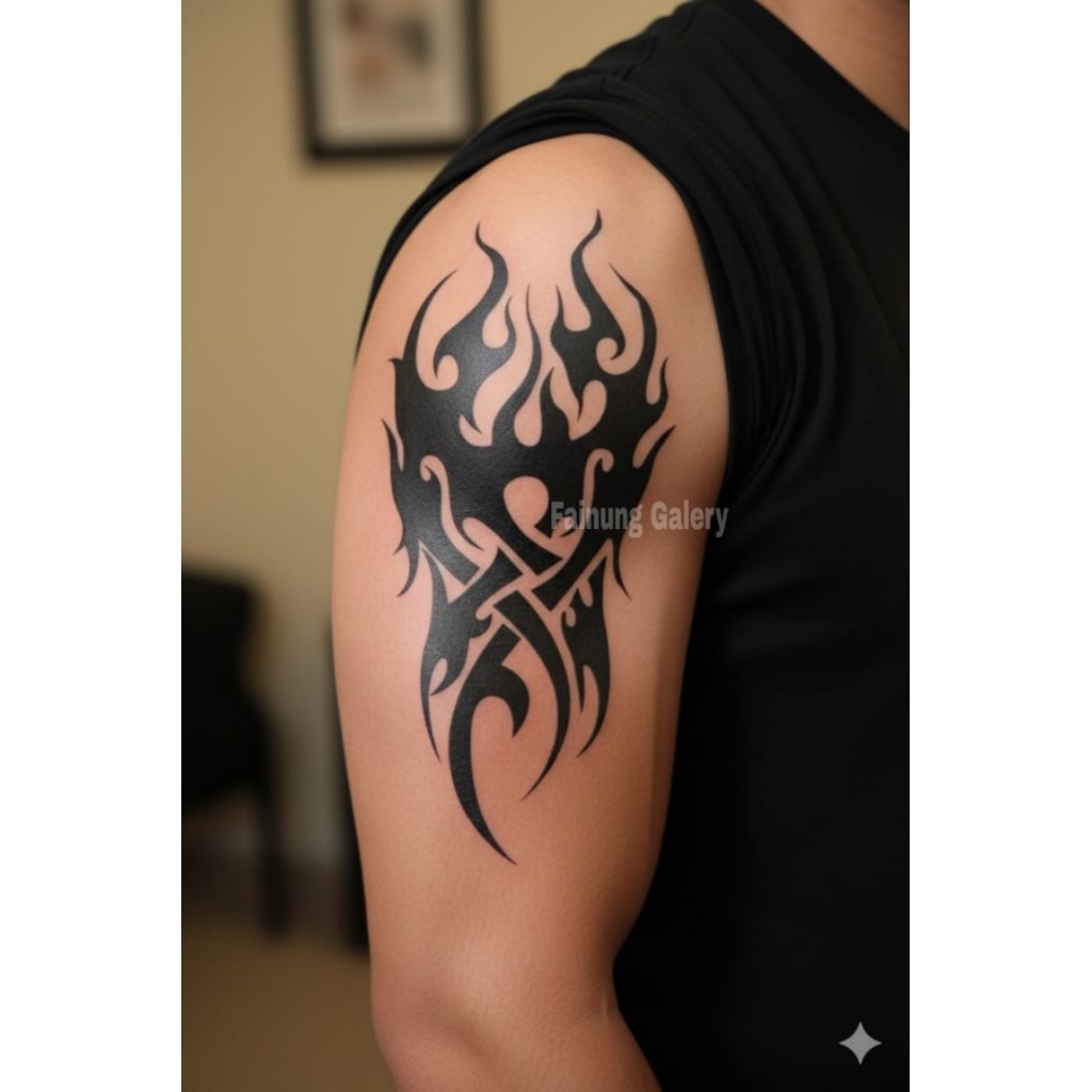 COD | Tatto temporer TRIBAL HITAM size 20x14 stiker tatto temporary tatto tempel sementara untuk tub