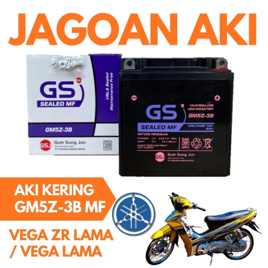 Aki Motor Yamaha Vega ZR Lama / Vega Lama GM5Z3B Aki Kering Accu Kering MF