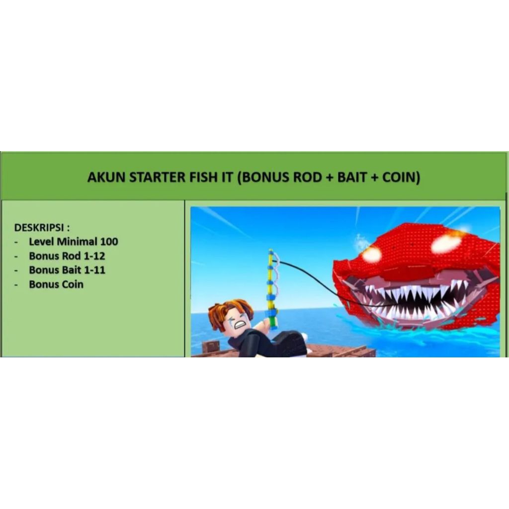 Akun Starter Fish it Bonus Rod dan Bait