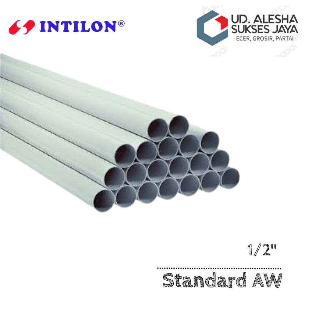 PIPA PVC INTILON 1/2" AW, PIPA PARALON 1/2 INCH AW 1 Batang (panjang 4 Meter)