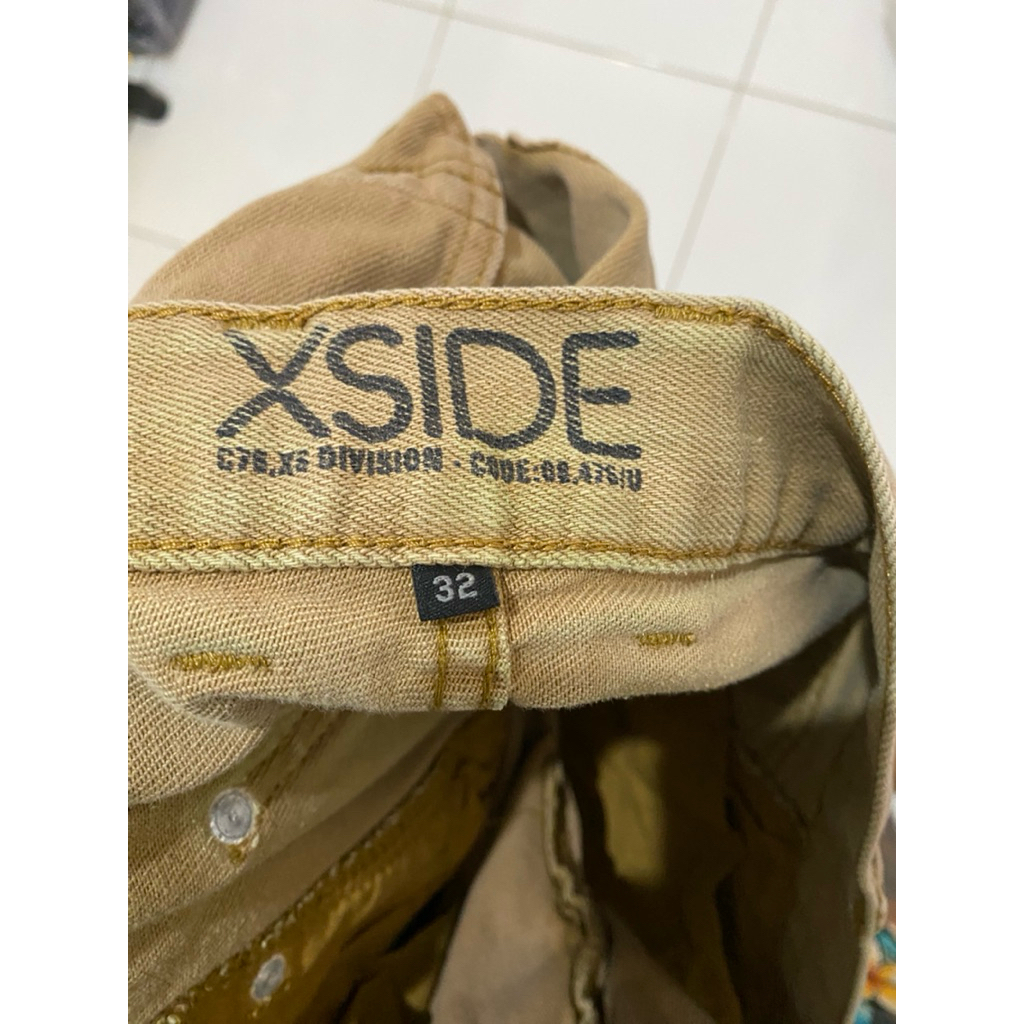 celana panjang xside brown jeans used defect slim fit denim original size 32