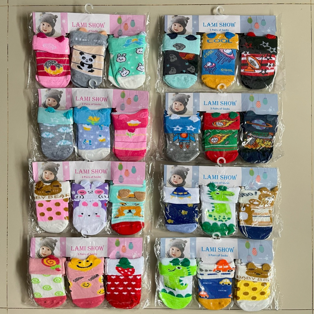 (GROSIR 12 PASANG)Kaos Kaki Bayi LAMI SHOW/Kaos Kaki Bayi Telinga/Kaos Kaki Bayi Lipat