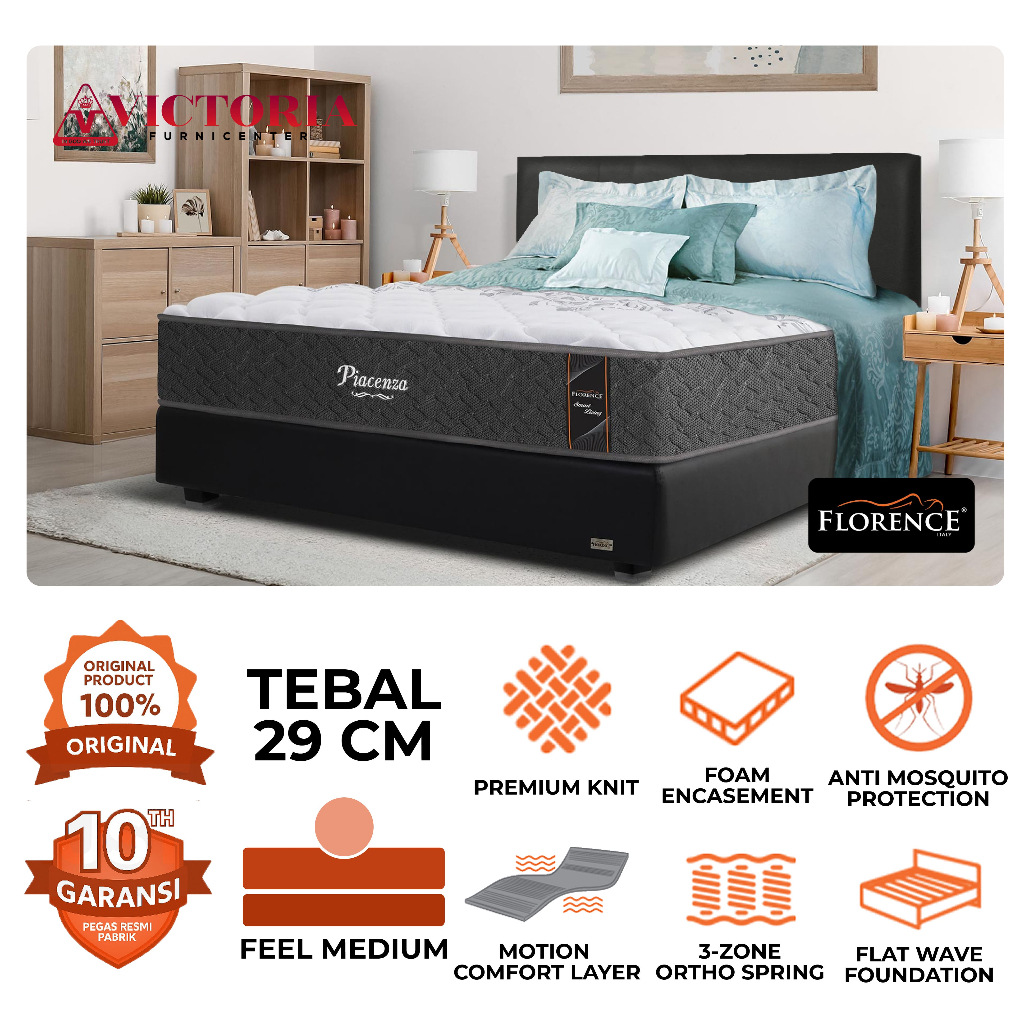 Florence  Piacenza  Fullset  Full Set  180 x 200  180x200  Kasur Spring Bed Springbed Termurah Palin