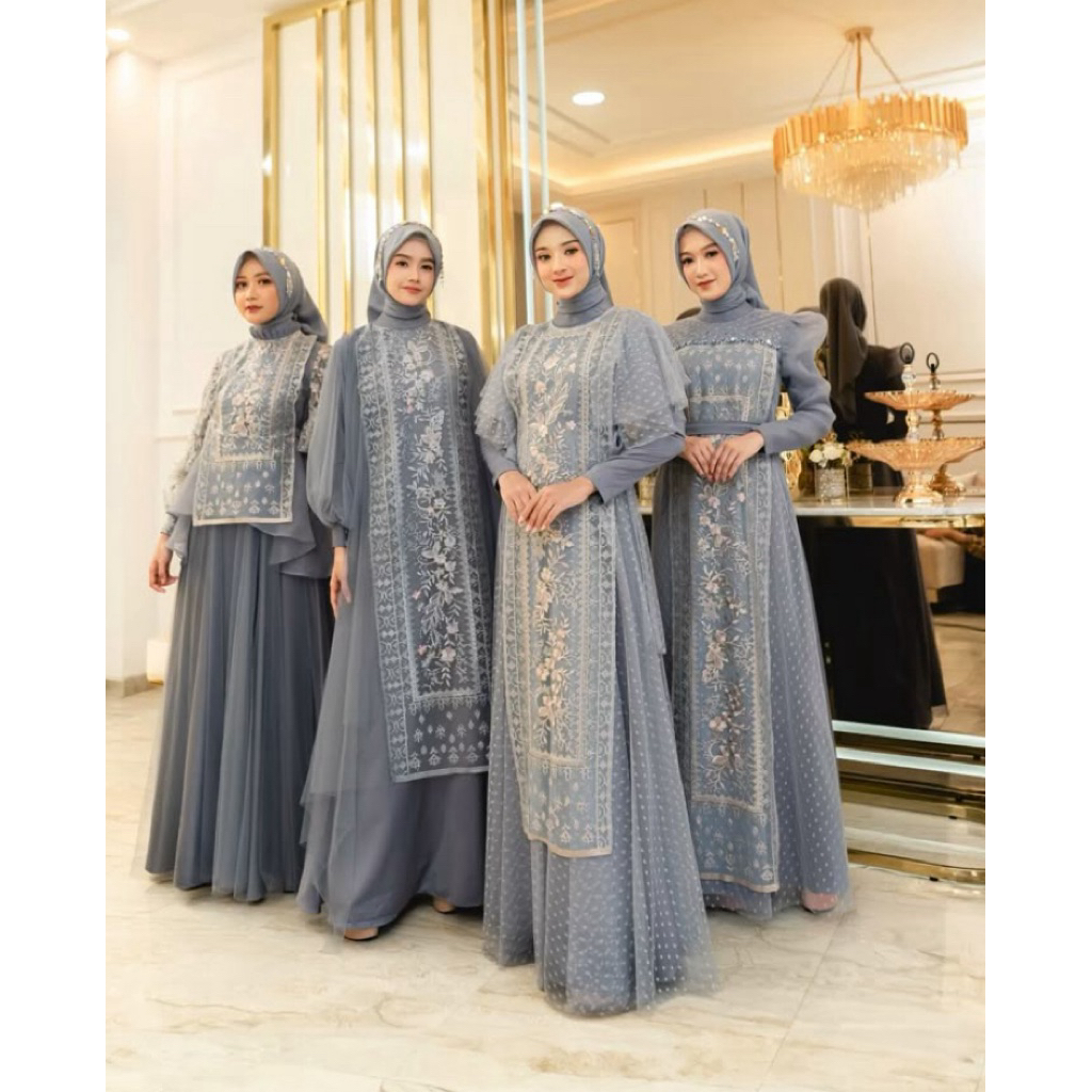 Dress Cermila Brokat Satin Bridesmaid Baju Lebaran Tile Kondangan