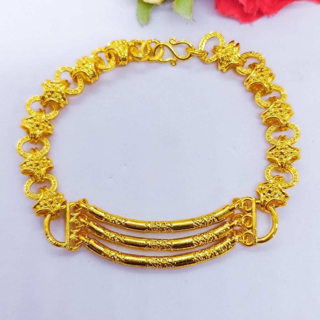 GELANG RANTAI WANITA DEWASA BERLAPIS EMAS WARNA EMAS ASLI GOLD