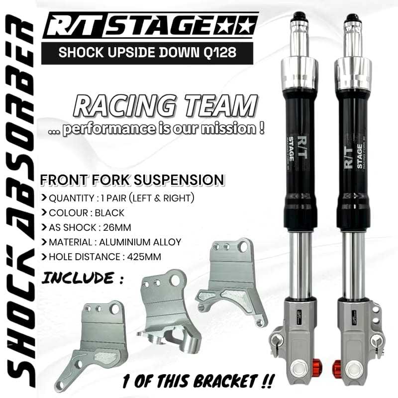 Shock Upside Down RT STAGE Copy ORI Plus Breket Kaliper Axial Dan Monoblok 4 Piston