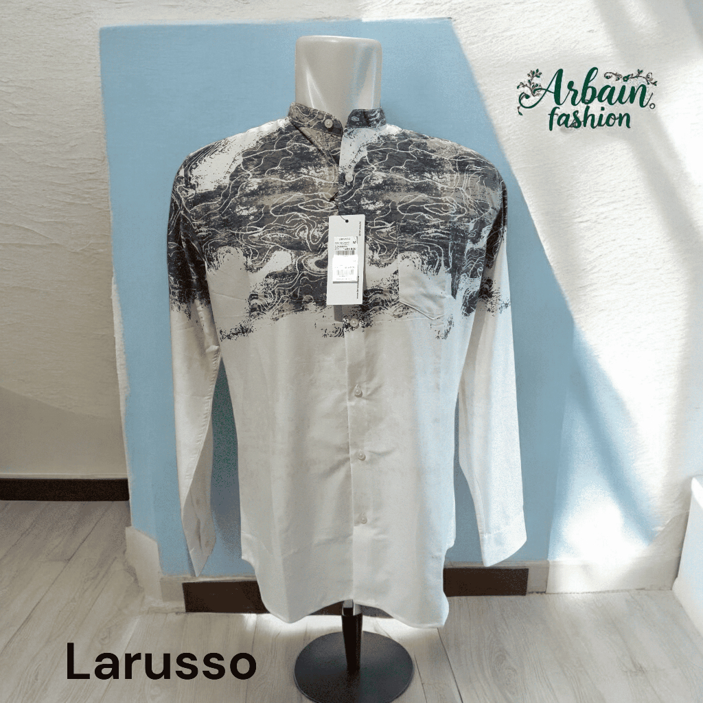 Larusso Dawn Of Time Koko Pria Katun Premium Kemeja pria lengan panjang original