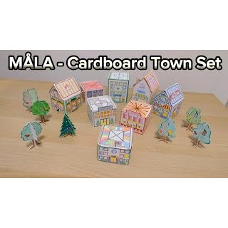 Template kota karton set isi 10 arsitek kecil rancang bangun warna art MALA 10-pc cardboard town tem