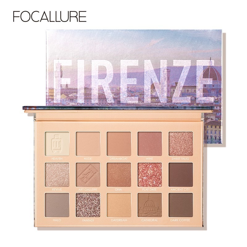 Focallure Eyeshadow Pallete GO TRAVEL 15 Colors PARIS TURKEY PRAGUE PERTH TOKYO FA100