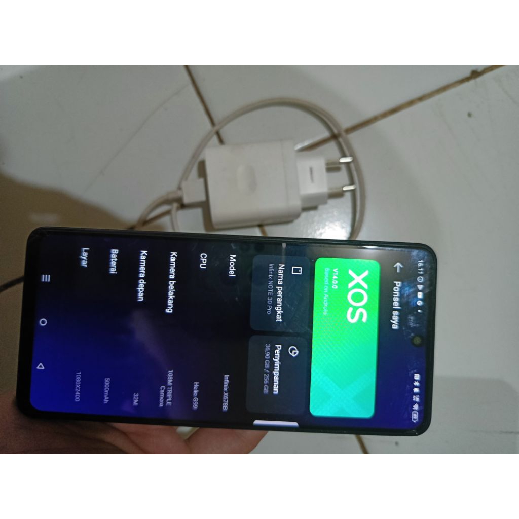 infinix note 30 pro nfc ram 8gb rom 256gb seken fullset no charger alias tanpa casan