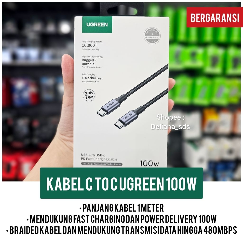 Kabel Ugreen C to C 100W Garansi Resmi 1 Tahun Kabel C to C Ugreen 100W Kabel Ugreen 100W Kabel Type